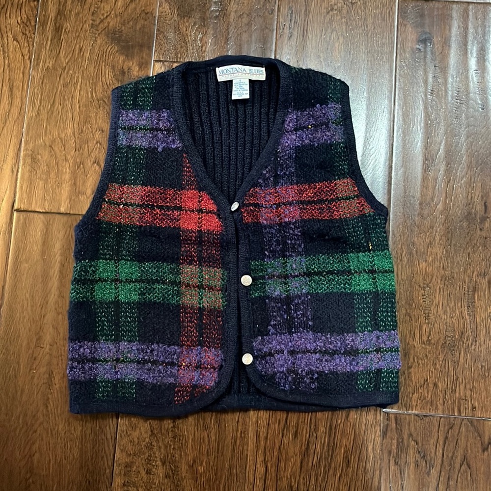 Vintage Montana Blues button up sweater vest